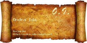 Ondra Ida névjegykártya